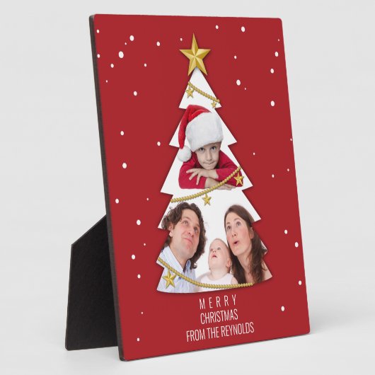 Moderne kerstboom Foto Collage Red Fotoplaat (Zijkant)
