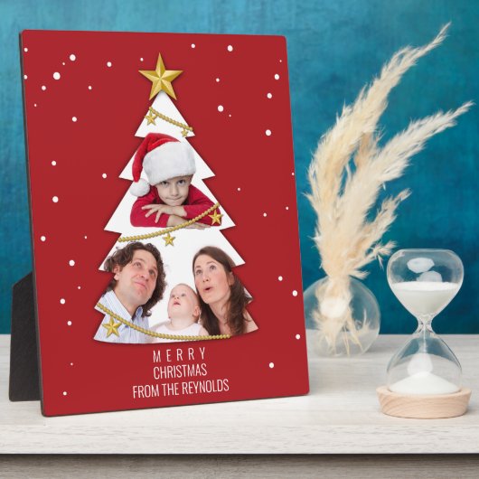 Moderne kerstboom Foto Collage Red Fotoplaat (Zijkant)