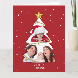 Moderne kerstboom Foto Collage Red Kaart