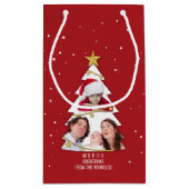 Moderne kerstboom Foto Collage Red Klein Cadeauzakje (Achterkant)