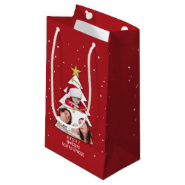 Moderne kerstboom Foto Collage Red Klein Cadeauzakje