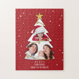Moderne kerstboom Foto Collage Red Legpuzzel