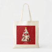Moderne kerstboom Foto Collage Red Tote Bag (Voorkant)