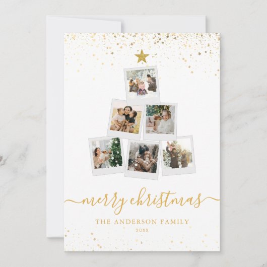Moderne kerstboom fotocollage feestdagenkaart (Voorkant)
