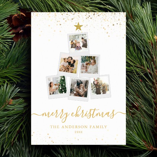 Moderne kerstboom fotocollage feestdagenkaart
