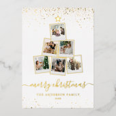 Moderne kerstboom fotocollage folie feestdagenkaart (Voorkant)