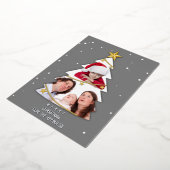 Moderne Kerstboom Fotocollage Grijs Folie Feestdagenkaart (Gedraaid)