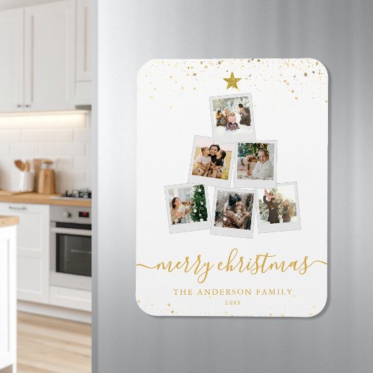 Moderne kerstboom fotocollage magneet