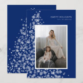 Moderne kerstboom gemaakt van sneeuwvlokken feestdagenkaart (Voorkant / Achterkant)