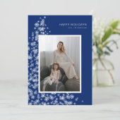 Moderne kerstboom gemaakt van sneeuwvlokken feestdagenkaart (Staand voorkant)