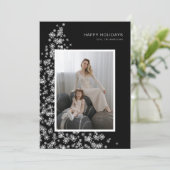 Moderne kerstboom gemaakt van sneeuwvlokken feestdagenkaart (Staand voorkant)