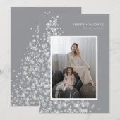 Moderne kerstboom gemaakt van sneeuwvlokken feestdagenkaart (Voorkant / Achterkant)