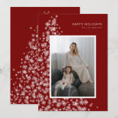 Moderne kerstboom gemaakt van sneeuwvlokken feestdagenkaart (Voorkant / Achterkant)