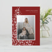 Moderne kerstboom gemaakt van sneeuwvlokken feestdagenkaart (Staand voorkant)