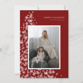 Moderne kerstboom gemaakt van sneeuwvlokken feestdagenkaart