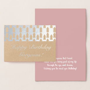 Moderne Kerstboom geometrische verjaardag Folie Kaarten