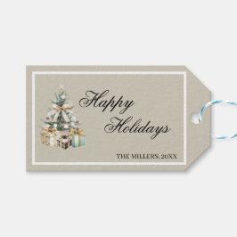 Moderne Kerstboom Geschenkentas Cadeaulabel