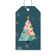 Moderne Kerstboom Gift Tag met Stippen