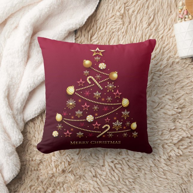 Moderne kerstboom Gold Ornament Snowflake Star Kussen (Deken)
