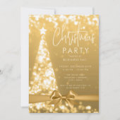 Moderne Kerstboom Goud Corporate Party Kaart (Voorkant)