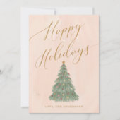 Moderne Kerstboom Gouden Calligrafie Feestdagenkaart (Voorkant)