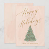 Moderne Kerstboom Gouden Calligrafie Feestdagenkaart (Voorkant / Achterkant)