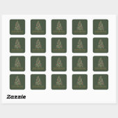 Moderne Kerstboom groen rood elegante familie Vierkante Sticker (Vel)