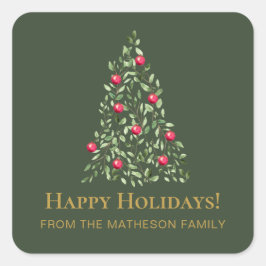 Moderne Kerstboom groen rood elegante familie Vierkante Sticker