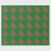 Moderne kerstboom - groen-rood omslagpapier cadeaupapier (Vlak)