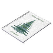 Moderne kerstboom Groen Wit Gepersonaliseerd Notitieboek (Linkerzijde)