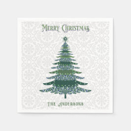 Moderne kerstboom Groen Wit Gepersonaliseerd Servet