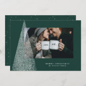 Moderne kerstboom groene foto feestdagenkaart (Voorkant / Achterkant)
