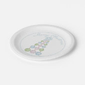 Moderne kerstboom in drie parelkleuren papieren bordje (Gekanteld)