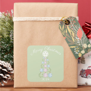 Moderne Kerstboom in Drie Pastelkleuren Vierkante Sticker