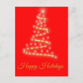 Moderne kerstboom in helder rood feestdagenkaart (Voorkant)