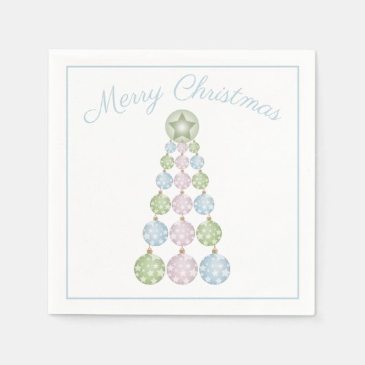 Moderne kerstboom in pastkleurige Ornamenten Servet (Voorkant)