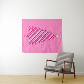 Moderne kerstboom in roze pepermuntstrepen wandkleed (In Situ (horizontaal))