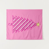 Moderne kerstboom in roze pepermuntstrepen wandkleed (Voorkant (horizontaal))