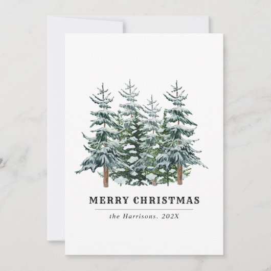 Moderne Kerstboom in Watercolor Niet-foto Feestdagenkaart (Voorkant)