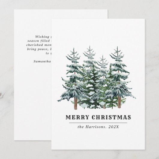 Moderne Kerstboom in Watercolor Niet-foto Feestdagenkaart (Voorkant / Achterkant)