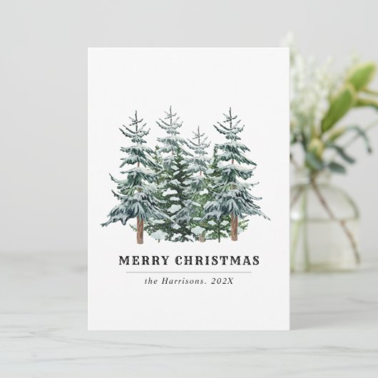 Moderne Kerstboom in Watercolor Niet-foto Feestdagenkaart (Staand voorkant)