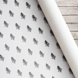 Moderne Kerstboom in Zwart en Wit Cadeaupapier