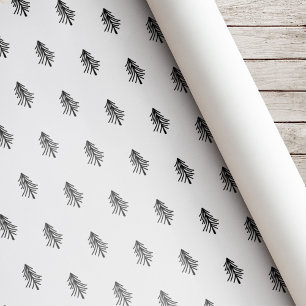 Moderne Kerstboom in Zwart en Wit Cadeaupapier