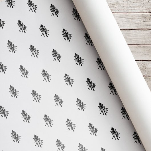 Moderne Kerstboom in Zwart en Wit Cadeaupapier