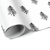 Moderne Kerstboom in Zwart en Wit Cadeaupapier (Rol Hoek)