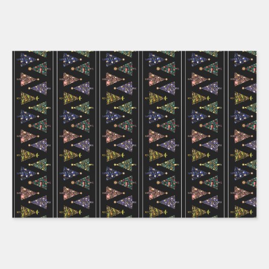 Moderne kerstboom inpakpapier set (Voorkant)