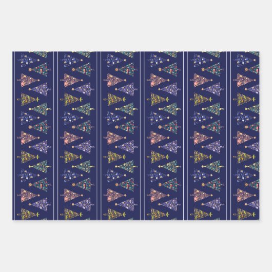 Moderne kerstboom inpakpapier set vel (Voorkant 3)