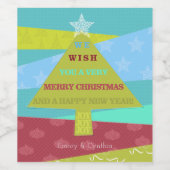 Moderne kerstboom, je personaliseert wijnlabels wijn etiket (Enkel label)