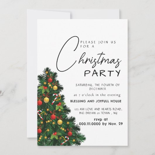 Moderne Kerstboom & Kerstversiering Vakantie Kaart (Voorkant)
