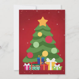Moderne Kerstboom Kleurrijke Cadeaus en Gouden Ste Feestdagenkaart